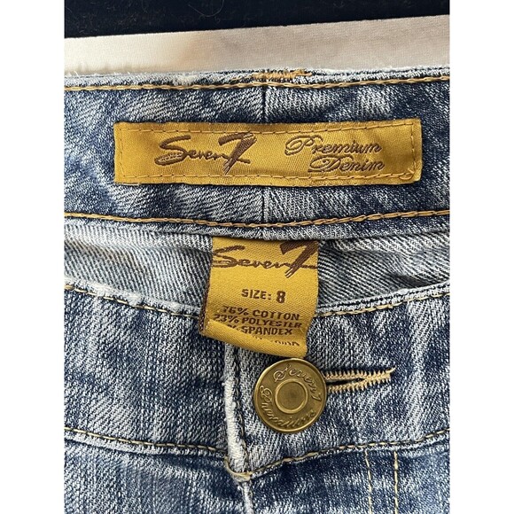 Seven 7 Women's Classic Flare Jeans Size 8 Medium Wash Blue Denim 31x30 Low Rise - Picture 3 of 11